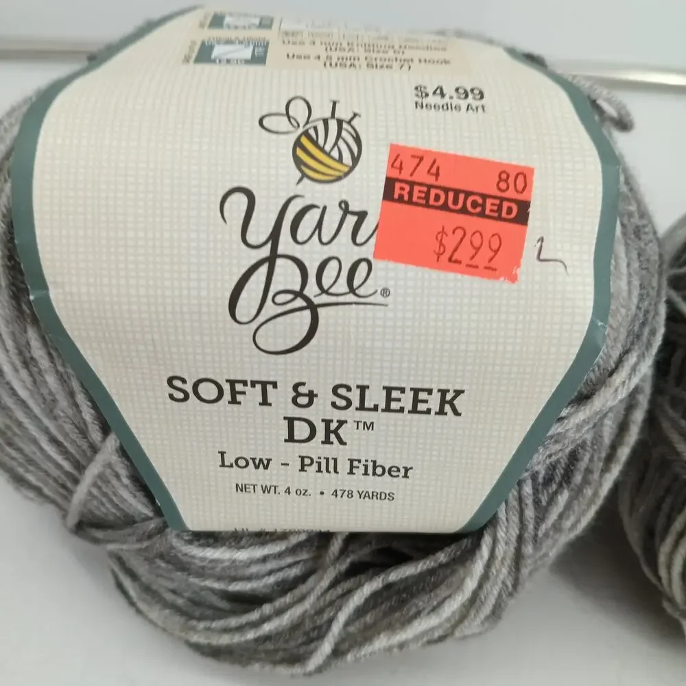 Lot of 2 Yarn Bee - Soft & Sleek DK - Color Cloud Control 4oz 478 Yds